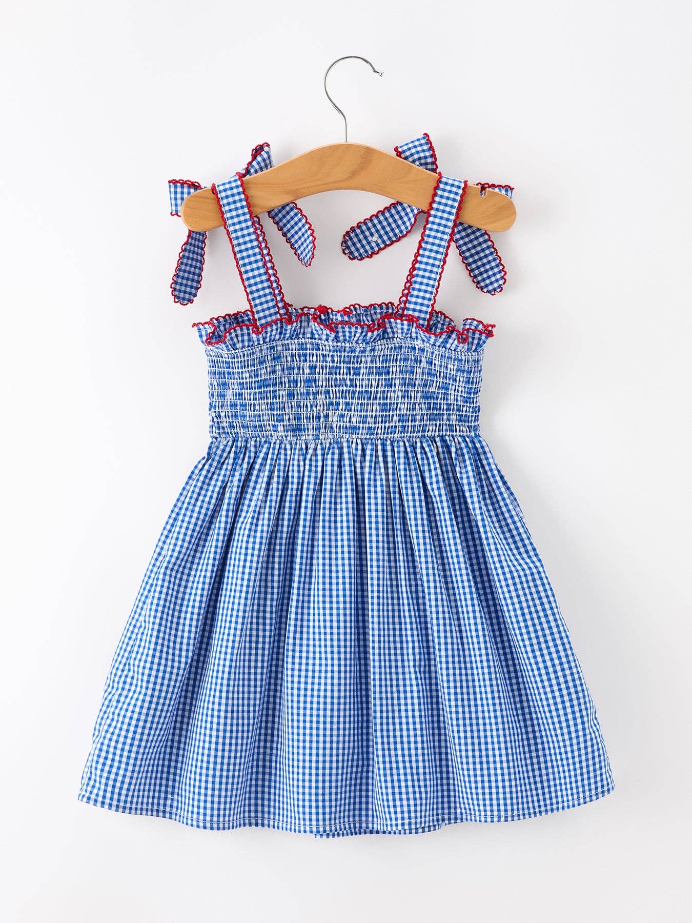 Girls 4th of July Plaid Bow Dress