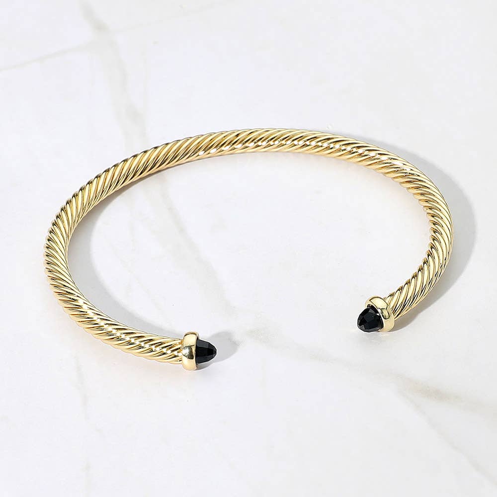 Stone Tip Twisted Cuff Bracelet