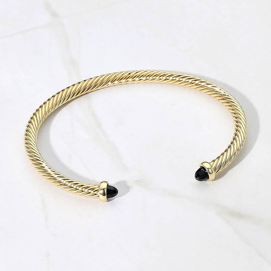 Stone Tip Twisted Cuff Bracelet
