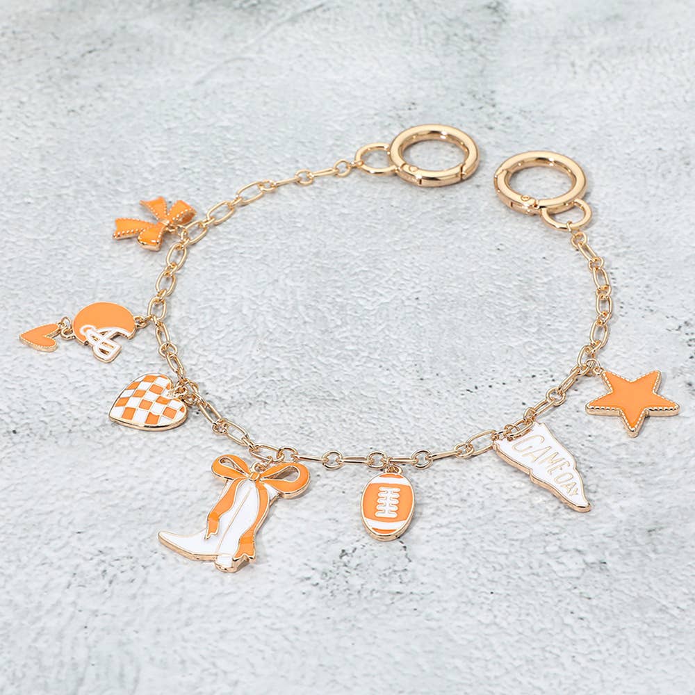 Orange and white Bag Charm