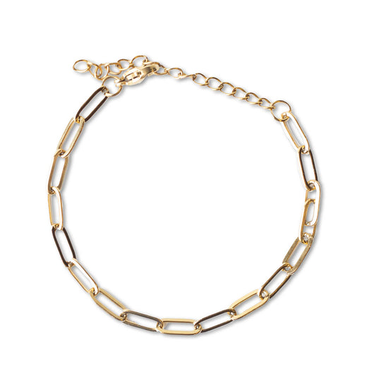 Tarnish Resistant Gold Plated Paperclip Chain Bracelet