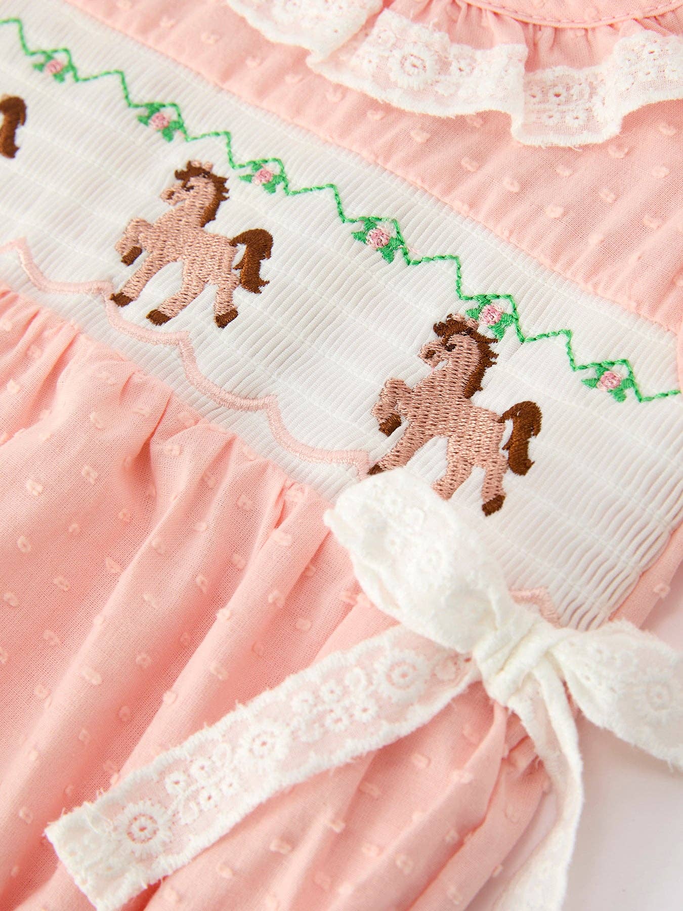 Western Horse Embroidery Girls Romper