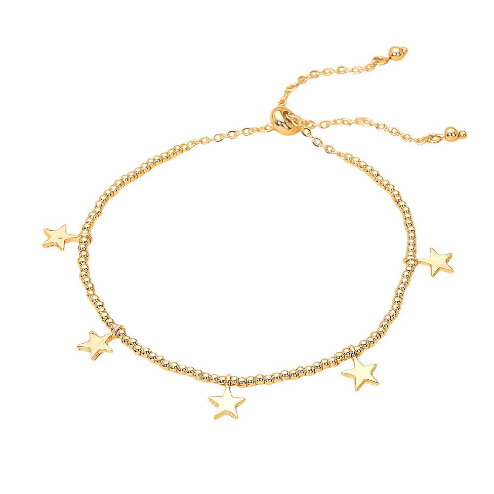 Gold Star Charm Pull Tie Bracelet