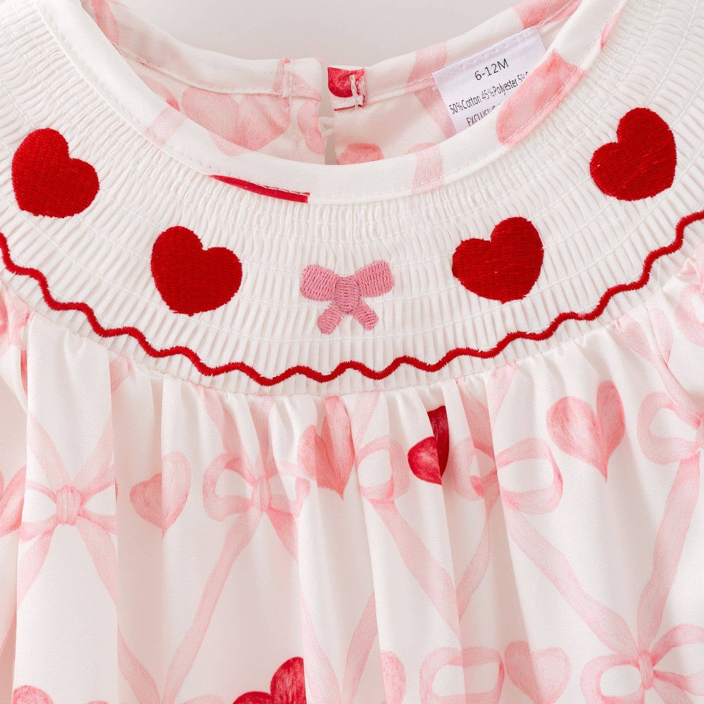 Bow Heart Smocked Baby Romper