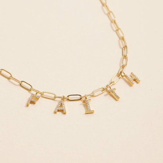 Sparkling "Faith" Gold Necklace