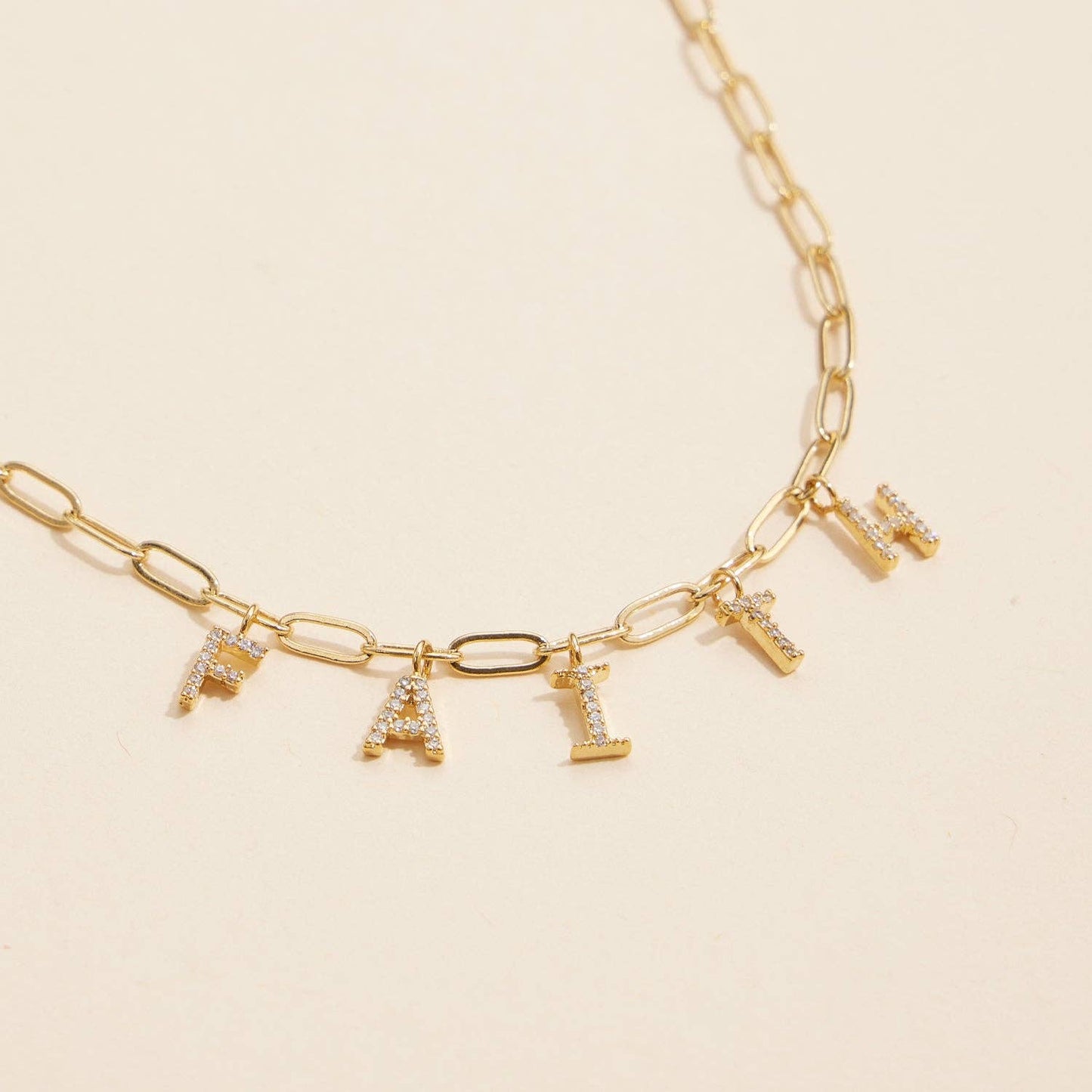 Sparkling "Faith" Silver Necklace