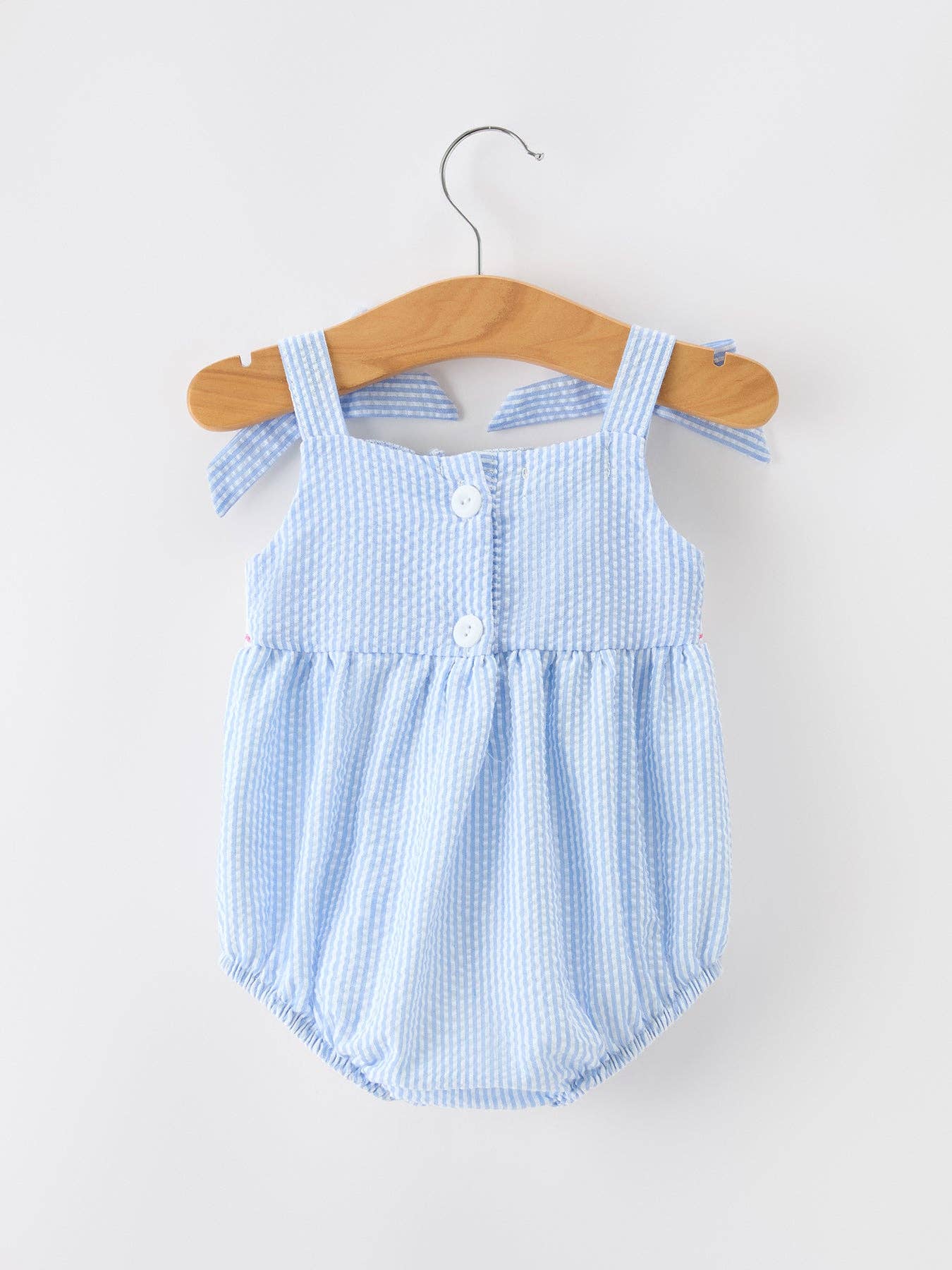 Whale Smocked Baby Girl Bow Romper