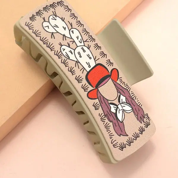 Jumbo Faux Leather Western Cowgirl Hair Claw