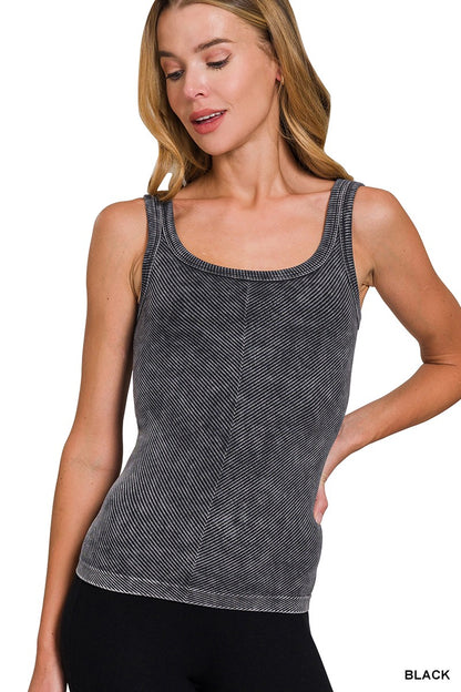 Stone Washed Ribbed Seamless Tank Top